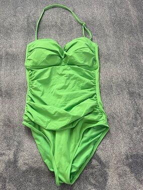 Anne Cole Bright Green Ruched One-Piece Swimsuit